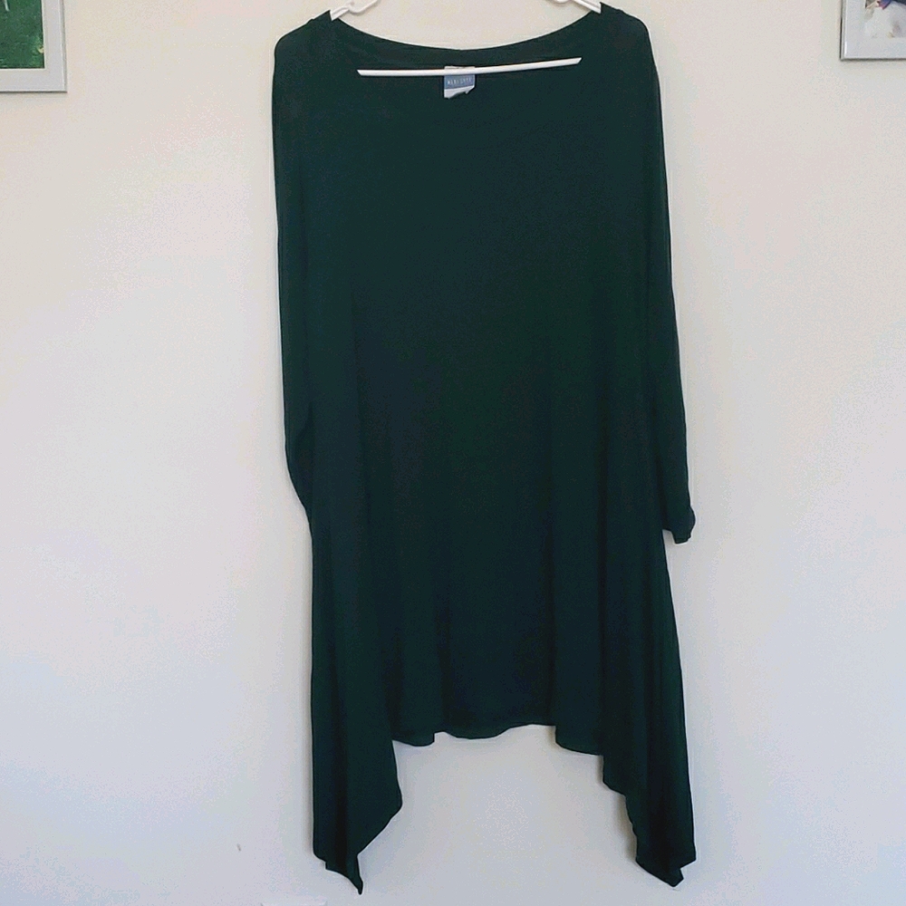 Meri Skye Dark Green Asymmetrical Blouse